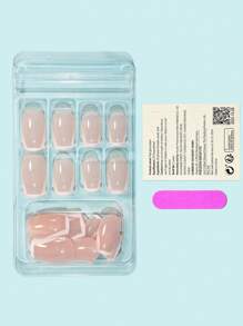 Elevate Your Style with 24pcs Nude French Fake Nail & 1sheet Tape & 1pc Nail File - White - View 3