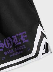 ROMWE MEN Bộ hai mảnh Nam Dây kéo Lễ Các Thánh Lá thư Đường phố - Đen và trắng - Xem 4