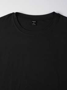 Manfinity Chillmode Hombres Camiseta de hombros caídos con estampado de slogan y dibujos animados - Negro - Ver 6