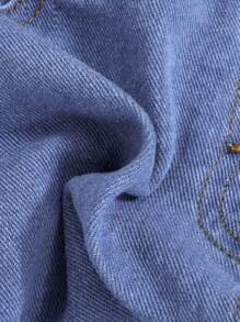 SHEIN Young Girl Button Front Denim Skort - Medium Wash - View 6