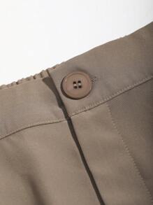 DAZY 高腰褶裥直筒西装裤商务装 - 咖啡棕 - 查看 7