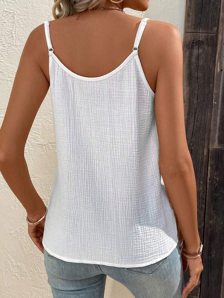 Solid Button Front Cami Top