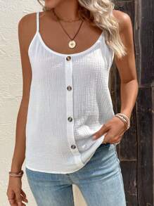 EMERY ROSE Solid Button Front Cami Top