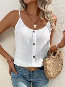 EMERY ROSE Solid Button Front Cami Top