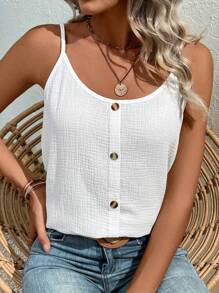 EMERY ROSE Solid Button Front Cami Top