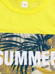 SHEIN Young Boy Tropical & Letter Graphic Tee & Shorts Summer Holiday