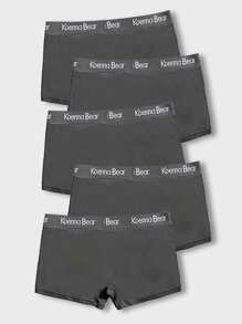 Men 5pcs Letter Tape Waist Boxer Brief - Dark Grey - View 2