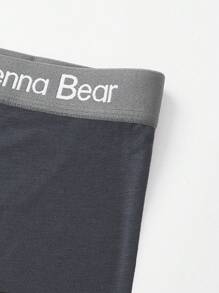 Men 5pcs Letter Tape Waist Boxer Brief - Dark Grey - View 3