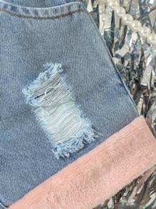 嬰兒手帕吊帶上衣和破洞抽鬚牛仔短褲 - 彩色 - 查看 5