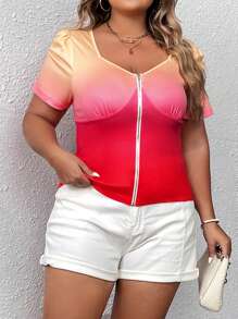 SHEIN LUNE Hơn Bóng Dây kéo Xù Áo cách chặt ngực - Nhiều màu - Xem 4