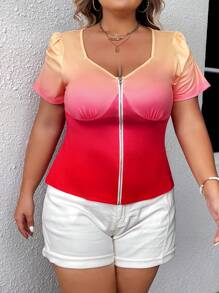 SHEIN LUNE Hơn Bóng Dây kéo Xù Áo cách chặt ngực - Nhiều màu - Xem 7