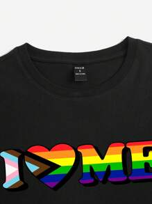 B. Stecz Designs Áo thun nữ Slogan sọc cầu vồng Giải trí - màu đen - Xem 6