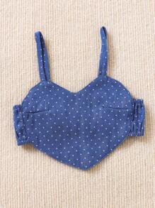 SHEIN Bộ Bé Gái Bất đối xứng Chấm bi - Màu xanh hải quân - Xem 7
