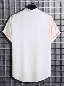 Manfinity RSRT Men 1pc Plants Print Shirt, Cherry Blossom Shirt, Pink And White Men Shirt, Men's Pink And White Graphic Shirt - White - View 2