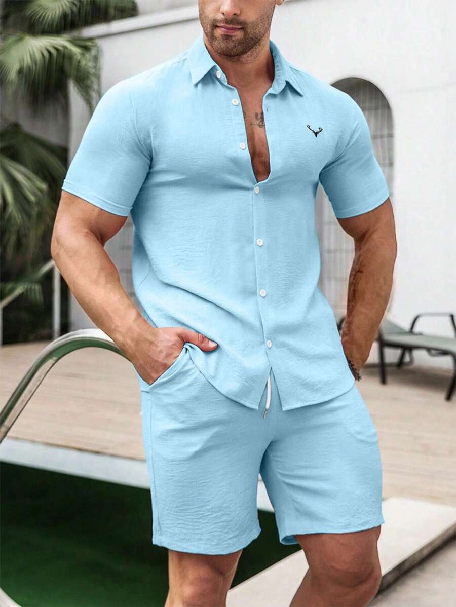 Manfinity Homme Homme Imprimé Bois Chemise & Short