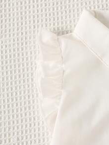 小女童荷葉邊襯衫和漸層網紗覆蓋半身裙 - 紅白色 - 查看 3