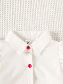 小女童荷葉邊襯衫和漸層網紗覆蓋半身裙 - 紅白色 - 查看 6