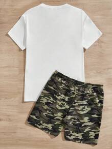 GENTILAND Nam Bông Đồ họa Khẩu hiệu Áo thun & Camo In Quần short - Nhiều màu - Xem 2
