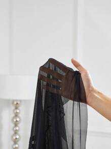 Camisón sexy de noche con contraste de encaje y malla - Negro - Ver 6