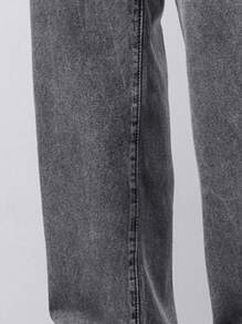 男式抽绳腰口袋宽松直筒牛仔裤 - 灰色 - 查看 8