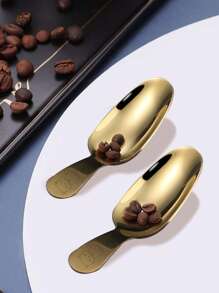 1入組不銹鋼勺子，卡通貓圖案金色勺子餐桌和甜點 - 金色 - 查看 1