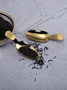 1入組不銹鋼勺子，卡通貓圖案金色勺子餐桌和甜點 - 金色 - 查看 2