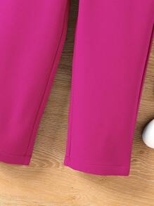 SHEIN 女小童素色吊帶上衣和青果領外套和褲子 - 彩色 - 查看 3