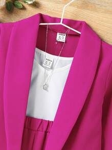 SHEIN 女小童素色吊帶上衣和青果領外套和褲子 - 彩色 - 查看 5