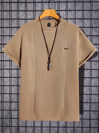 Manfinity RebelGame Camiseta Holgada Para Hombre Con Parche De Letra En Hombros Caídos