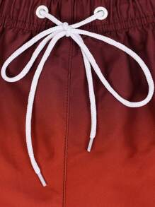 Surfspeed 男士漸層腰部抽繩泳褲 - 紅色 - 查看 4