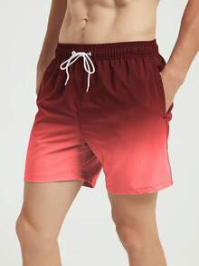 Surfspeed 男士漸層腰部抽繩泳褲 - 紅色 - 查看 6