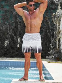 Surfspeed 男士條紋圖案和棕櫚樹印花腰部抽繩泳褲 - 彩色 - 查看 7