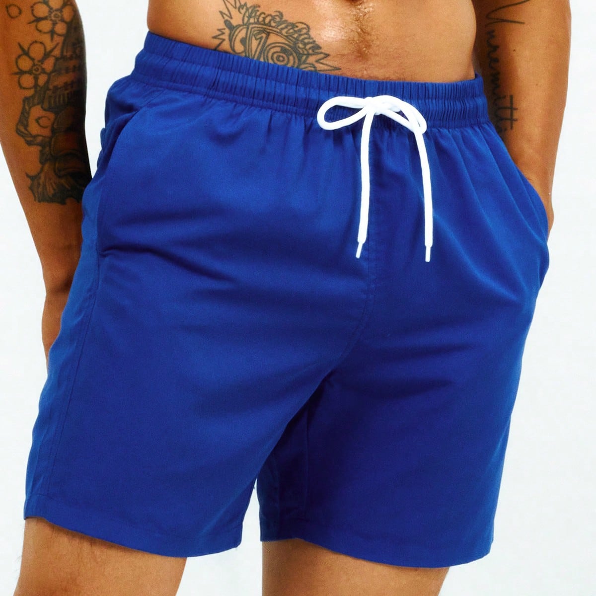 Bañador de hombre con cintura de cordón y bolsillos inclinados, estilo hawaiano, para vacaciones