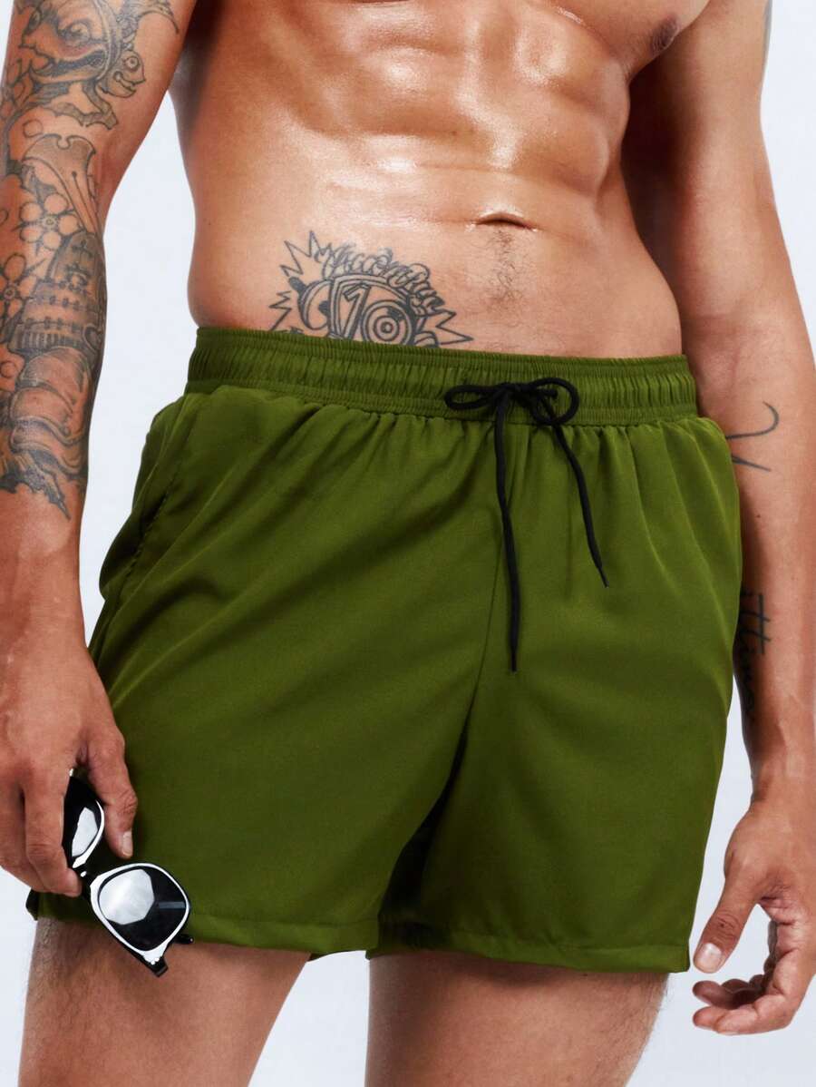 Surfspeed 男士腰部抽繩泳褲 - 軍綠色 - 查看 1