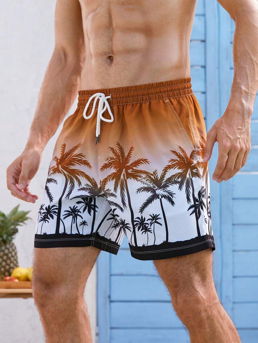 Manfinity Swimmode Quần short nam đi biển Dây kéo Túi Ombre Nhiệt đới Kỳ nghỉ - Nhiều màu - Xem 1