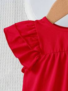 SHEIN 可愛甜美的嬰兒女孩公主風格荷葉邊短袖t卹