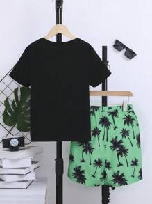 SHEIN Bộ hai mảnh Trai Túi Khối Màu Nhiệt đới Boho - màu xanh lá - Xem 2