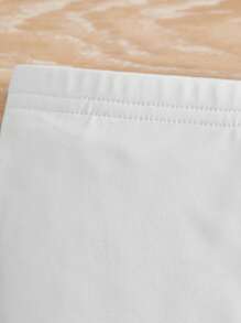 Baby Girl Solid Elastic Waist Shorts - White - View 4