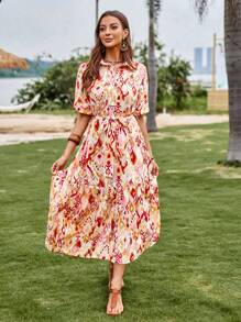 SHEIN VCAY In Toàn bộ Thắt lưng Váy sơ mi - Nhiều màu - Xem 3