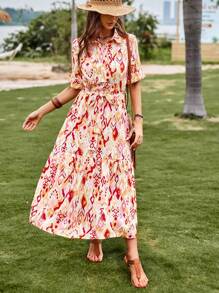 SHEIN VCAY In Toàn bộ Thắt lưng Váy sơ mi - Nhiều màu - Xem 4