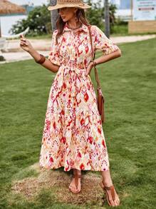 SHEIN VCAY In Toàn bộ Thắt lưng Váy sơ mi - Nhiều màu - Xem 7