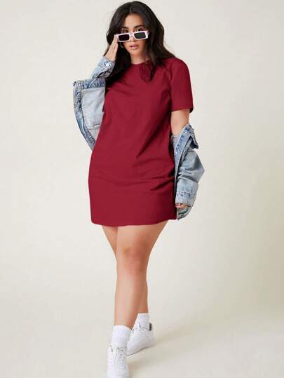 SHEIN BASICS 加大纯色连衣裙