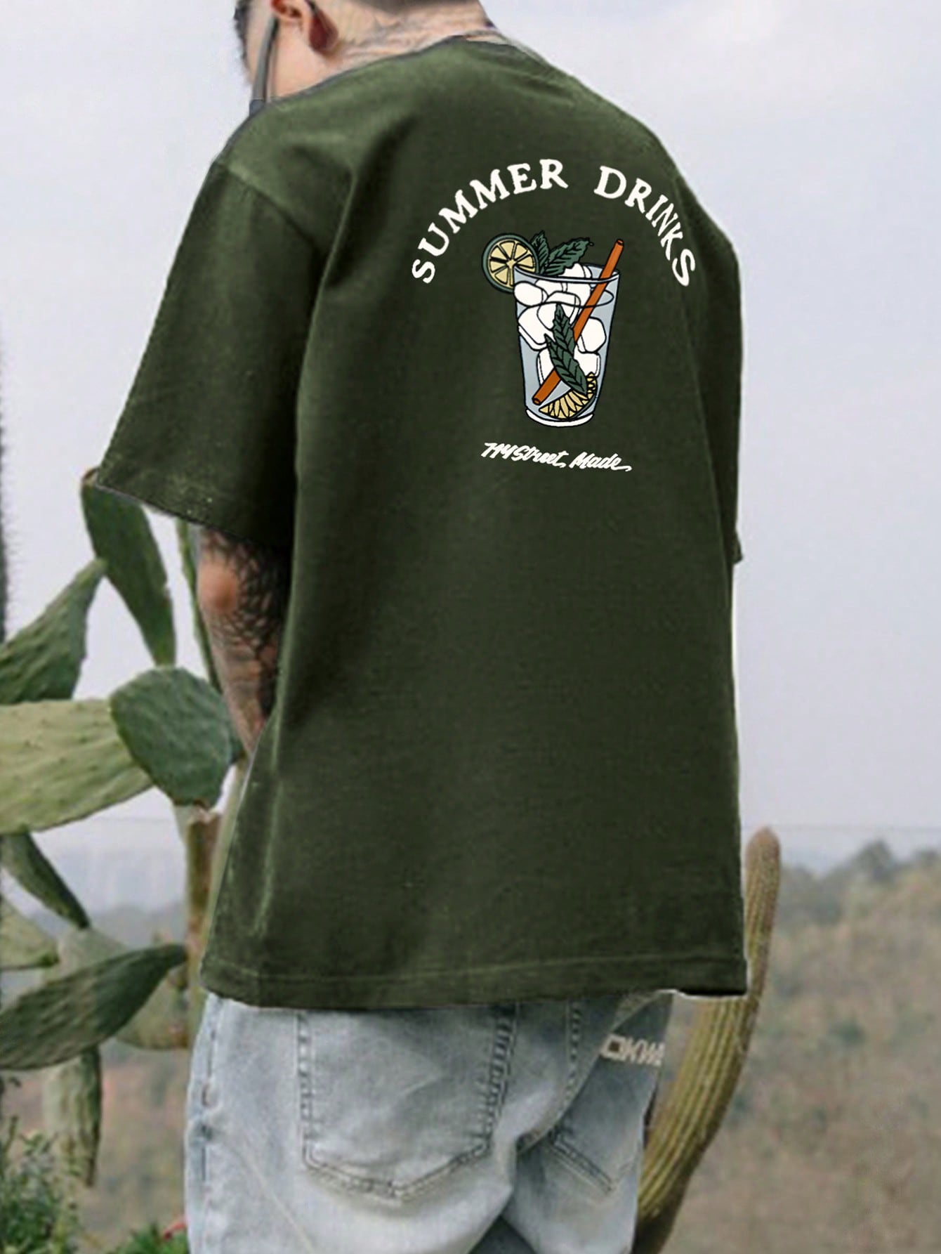 Men Beverage & Letter Graphic Tee