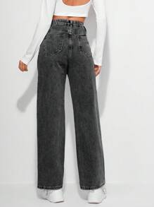 EURMUSE Jeans de pierna recta - Negro - Ver 2