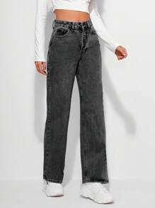 EURMUSE Jeans de pierna recta - Negro - Ver 3