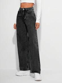 EURMUSE Jeans de pierna recta - Negro - Ver 4