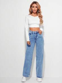 RueChic Quần legging thẳng - Rửa nhẹ - Xem 5