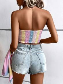 SHEIN Unity Ombre Print Batwing Sleeve Open Front Coat & Tube Top