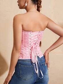 Áo nữ Ren lên Thùa khuyết màu trơn Giải trí - Màu Hồng baby - Xem 2