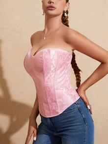 Áo nữ Ren lên Thùa khuyết màu trơn Giải trí - Màu Hồng baby - Xem 3